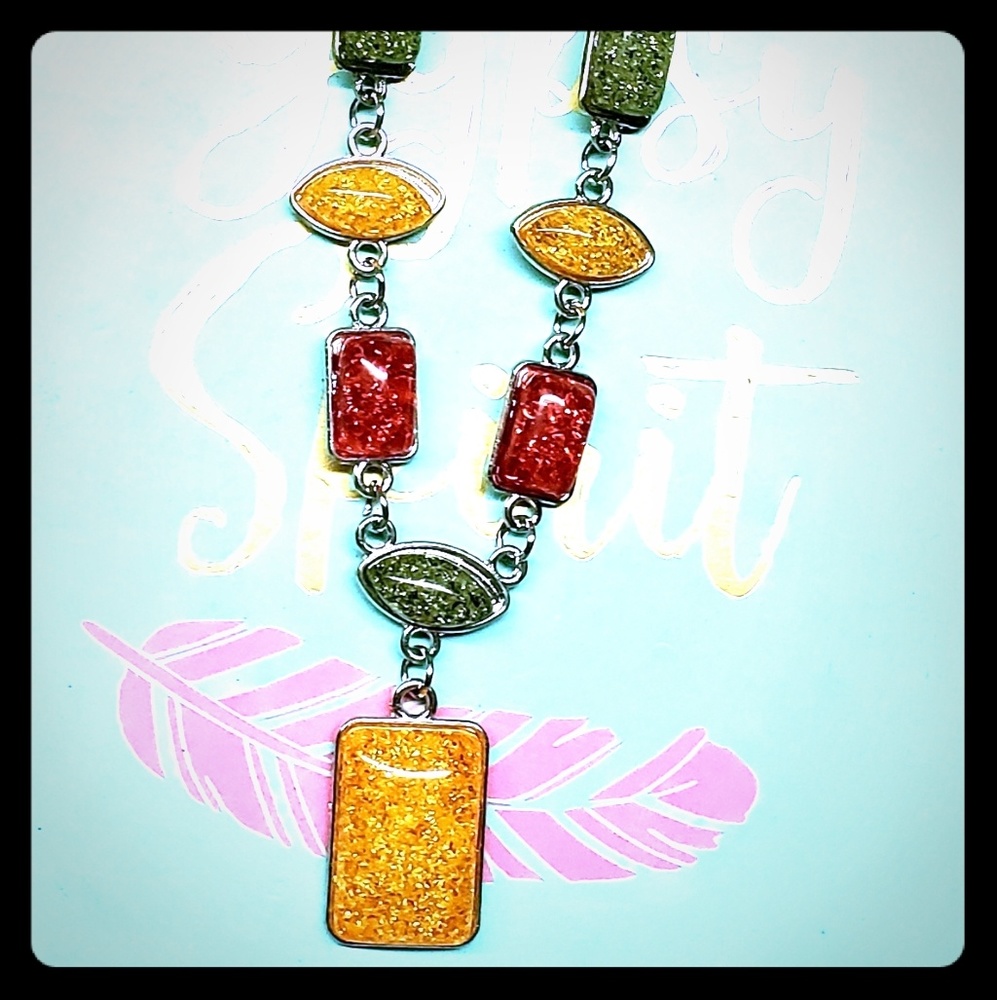 African Style Amber Necklace & Earring Set